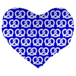 Blue Pretzel Illustrations Pattern Large 19  Premium Heart Shape Cushions Front