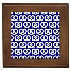 Navy Pretzel Illustrations Pattern Framed Tiles by GardenOfOphir