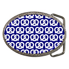 Navy Pretzel Illustrations Pattern Belt Buckles