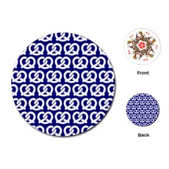 Navy Pretzel Illustrations Pattern Playing Cards (round)  by GardenOfOphir