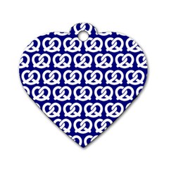 Navy Pretzel Illustrations Pattern Dog Tag Heart (one Side) by GardenOfOphir