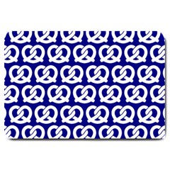 Navy Pretzel Illustrations Pattern Large Doormat  by GardenOfOphir