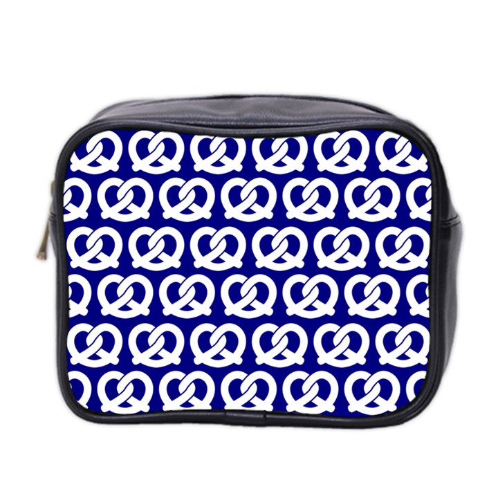 Navy Pretzel Illustrations Pattern Mini Toiletries Bag 2-Side