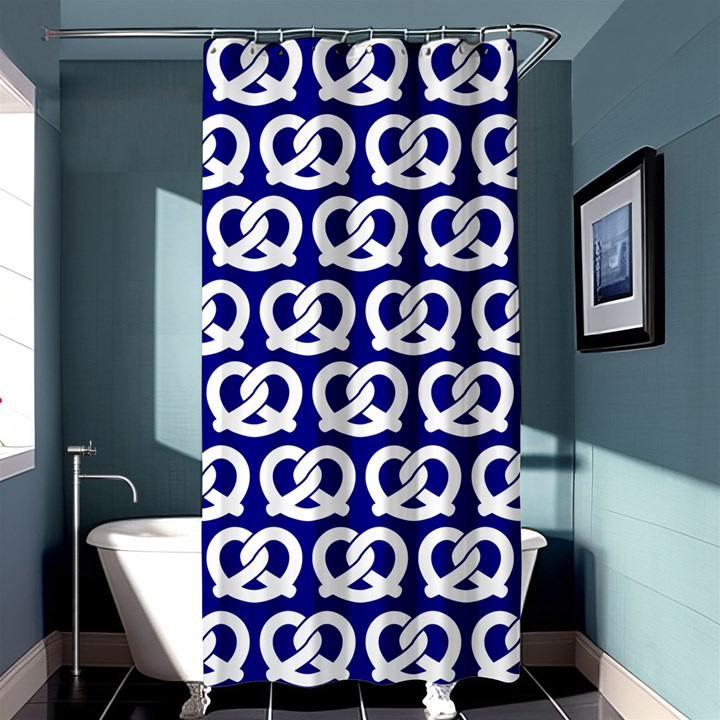 Navy Pretzel Illustrations Pattern Shower Curtain 36  x 72  (Stall) 