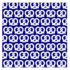 Navy Pretzel Illustrations Pattern Large Satin Scarf (square) by GardenOfOphir