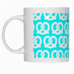 Aqua Pretzel Illustrations Pattern White Mugs by GardenOfOphir