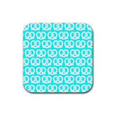 Aqua Pretzel Illustrations Pattern Rubber Coaster (square)  by GardenOfOphir