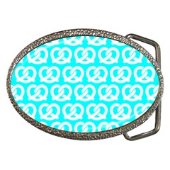 Aqua Pretzel Illustrations Pattern Belt Buckles by GardenOfOphir