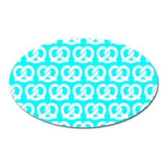 Aqua Pretzel Illustrations Pattern Oval Magnet by GardenOfOphir