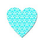 Aqua Pretzel Illustrations Pattern Heart Magnet Front