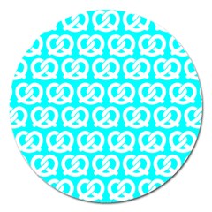 Aqua Pretzel Illustrations Pattern Magnet 5  (round) by GardenOfOphir