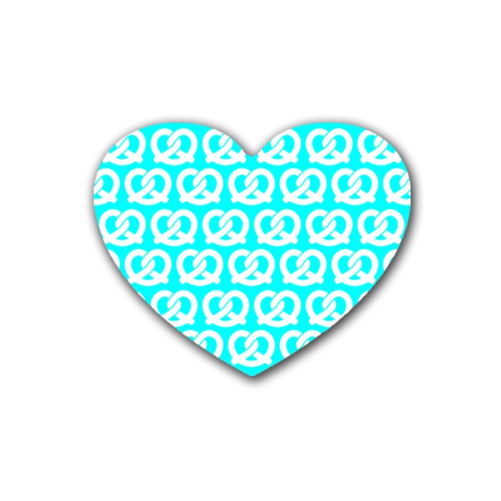 Aqua Pretzel Illustrations Pattern Rubber Coaster (Heart) 