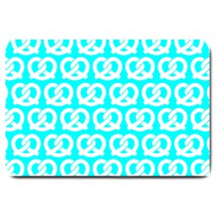 Aqua Pretzel Illustrations Pattern Large Doormat  by GardenOfOphir