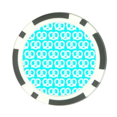 Aqua Pretzel Illustrations Pattern Poker Chip Card Guards by GardenOfOphir