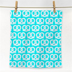 Aqua Pretzel Illustrations Pattern Face Towel by GardenOfOphir