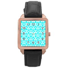 Aqua Pretzel Illustrations Pattern Rose Gold Watches by GardenOfOphir