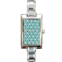 Teal Pretzel Illustrations Pattern Rectangle Italian Charm Watches