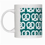 Teal Pretzel Illustrations Pattern White Mugs Left