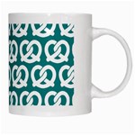 Teal Pretzel Illustrations Pattern White Mugs Right