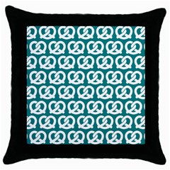 Teal Pretzel Illustrations Pattern Throw Pillow Cases (black) by GardenOfOphir