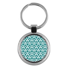 Teal Pretzel Illustrations Pattern Key Chains (round)  by GardenOfOphir