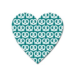 Teal Pretzel Illustrations Pattern Heart Magnet