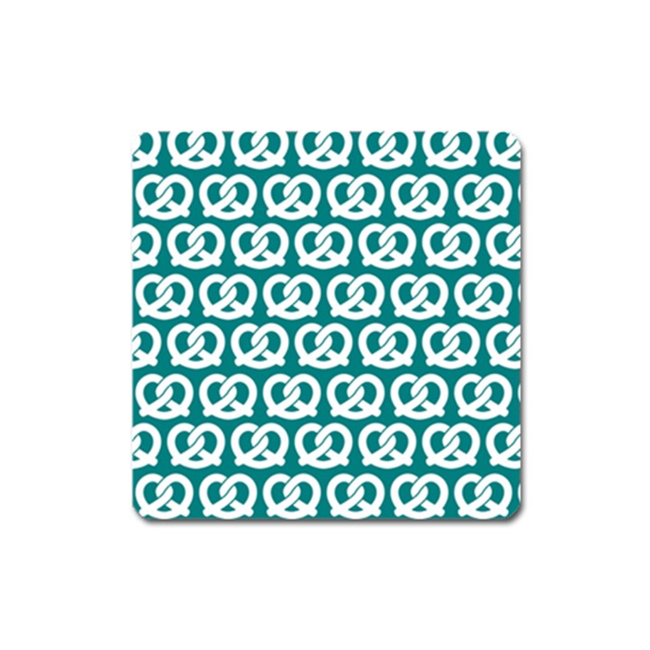 Teal Pretzel Illustrations Pattern Square Magnet