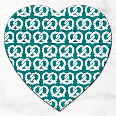 Teal Pretzel Illustrations Pattern Jigsaw Puzzle (Heart)