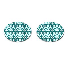 Teal Pretzel Illustrations Pattern Cufflinks (oval) by GardenOfOphir