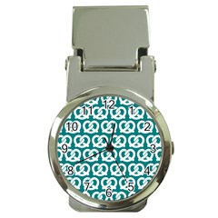 Teal Pretzel Illustrations Pattern Money Clip Watches