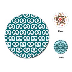 Teal Pretzel Illustrations Pattern Playing Cards (Round) 