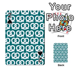 Teal Pretzel Illustrations Pattern Playing Cards 54 Designs  by GardenOfOphir