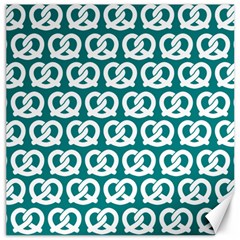 Teal Pretzel Illustrations Pattern Canvas 16  x 16  