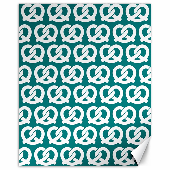 Teal Pretzel Illustrations Pattern Canvas 11  x 14  