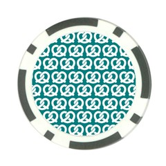 Teal Pretzel Illustrations Pattern Poker Chip Card Guards by GardenOfOphir