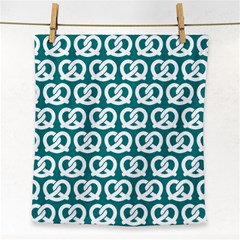 Teal Pretzel Illustrations Pattern Face Towel