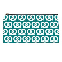 Teal Pretzel Illustrations Pattern Pencil Cases by GardenOfOphir