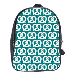 Teal Pretzel Illustrations Pattern School Bags(Large) 