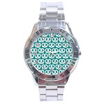 Teal Pretzel Illustrations Pattern Stainless Steel Men s Watch Front