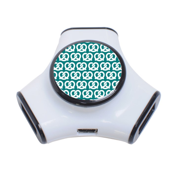 Teal Pretzel Illustrations Pattern 3-Port USB Hub