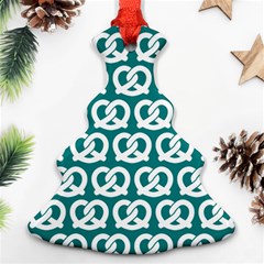 Teal Pretzel Illustrations Pattern Ornament (Christmas Tree)