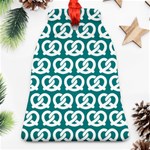 Teal Pretzel Illustrations Pattern Ornament (Bell)  Front