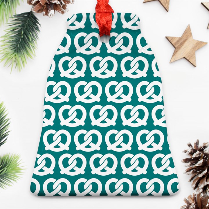 Teal Pretzel Illustrations Pattern Ornament (Bell) 