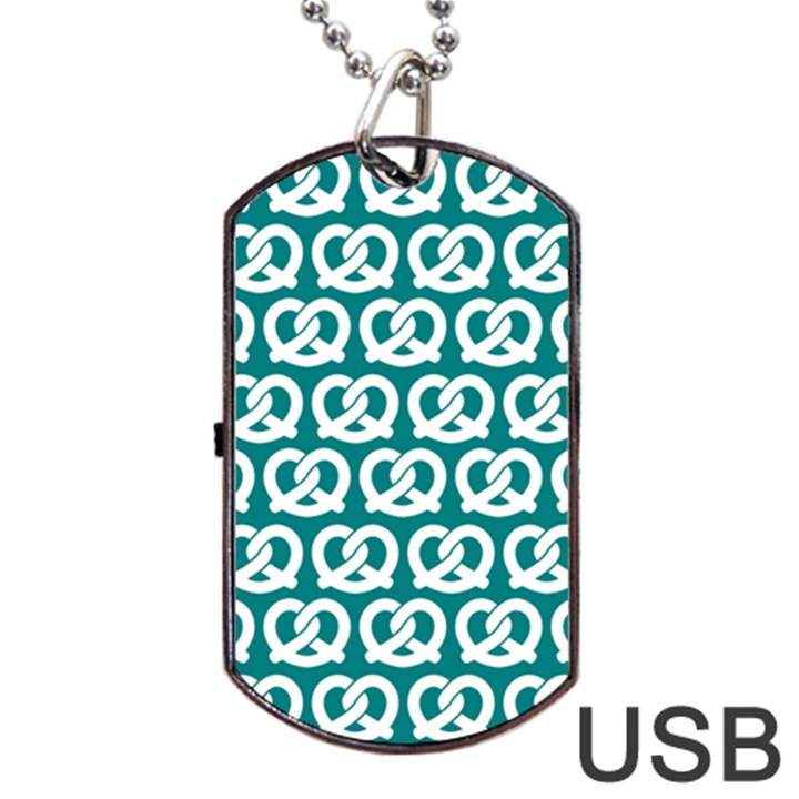 Teal Pretzel Illustrations Pattern Dog Tag USB Flash (Two Sides) 