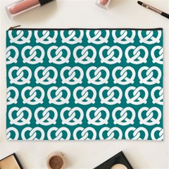 Teal Pretzel Illustrations Pattern Cosmetic Bag (xxxl)  by GardenOfOphir