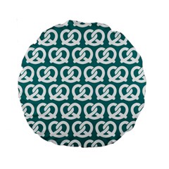 Teal Pretzel Illustrations Pattern Standard 15  Premium Round Cushions