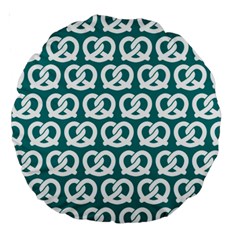 Teal Pretzel Illustrations Pattern Large 18  Premium Round Cushions by GardenOfOphir