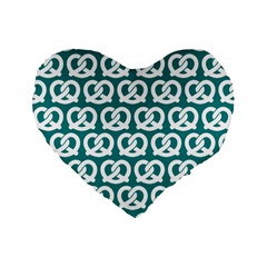 Teal Pretzel Illustrations Pattern Standard 16  Premium Heart Shape Cushions