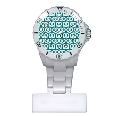 Teal Pretzel Illustrations Pattern Nurses Watches by GardenOfOphir