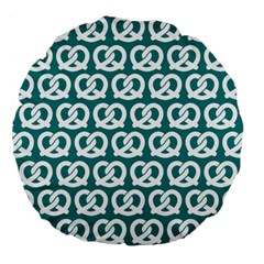 Teal Pretzel Illustrations Pattern Large 18  Premium Flano Round Cushions